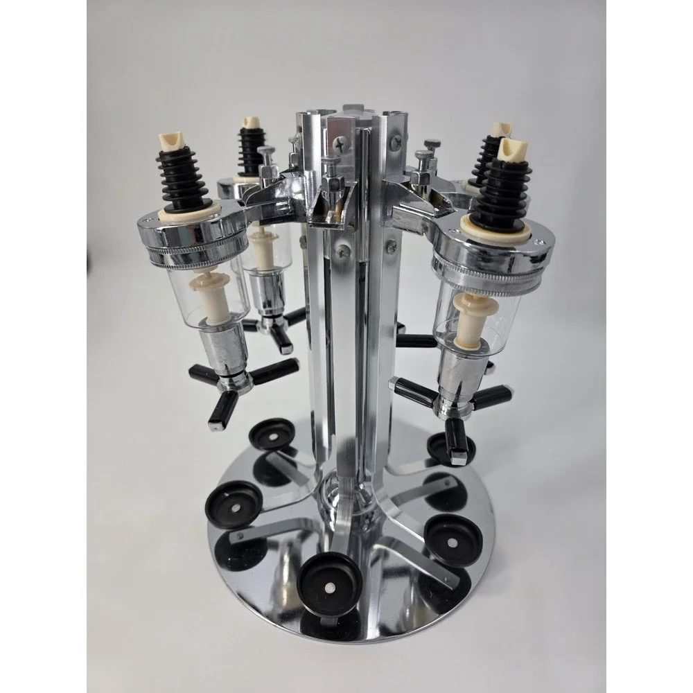 Chrome Rotating Liquor Dispenser Carousel Bar Drink Pourer Stand 5 Bottle Statio